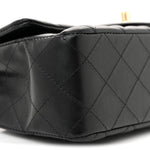 Lambskin Quilted Mini Rectangular Flap Black