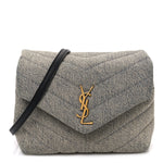 Denim Y Quilted Monogram Toy Loulou Crossbody Bag Grey