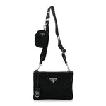 Re-Nylon Saffiano Re-Edition 2000 Double Zip Crossbody Bag Black