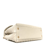 Caviar Chevron Quilted Medium Coco Handle Flap White