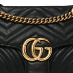 Calfskin Matelasse Small GG Marmont Shoulder Bag Black