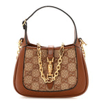 New Canvas Charisma Calfskin Crystal GG Monogram Mini Jackie 1961 Hobo Camel Ebony