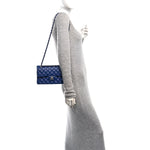 Caviar Quilted Small Double Flap Blue