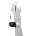 Calfskin Matelasse Small GG Marmont Chain Shoulder Bag Black