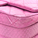 Elaphe Snakeskin Quilted Medium Easy Carry Flap Purple