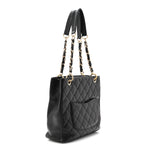 Caviar Quilted Petit Shopping Tote PST Black