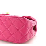 Lambskin Quilted Mini Pearl Crush Flap Fuchsia