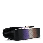 Metallic Calfskin Quilted Ombre Medium Double Flap Black