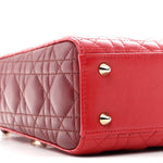 Lambskin Cannage Small Bi-Color Lady Dior Rouge Multicolor