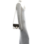 Vitello Cruise F is Fendi Bi-Color FF 1974 Embossed Medium Envelope Wallet On Chain Maya Black White