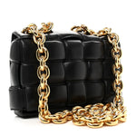 Lambskin Maxi Intreccio Padded Chain Cassette Crossbody Bag Black