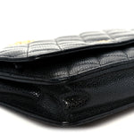Caviar Quilted Wallet on Chain WOC Black
