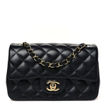 Lambskin Quilted Mini Rectangular Flap Black