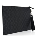 GG Supreme Monogram Kingsnake Zip Wristlet Pouch Black Grey