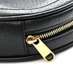 Grained Calfskin Web Mini Ophidia Round Shoulder Bag Black