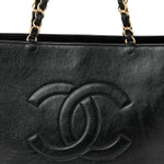 Shiny Aged Calfskin Shopping Bag Black