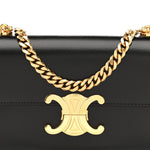 Shiny Calfskin Triomphe Chain Shoulder Bag Black