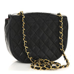 Lambskin Quilted Half Moon Flap Black