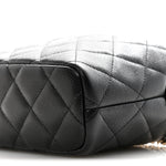 Caviar Quilted Hobo Clutch With Chain  Black