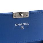 Lambskin Quilted Clutch with Chain Blue