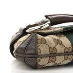 Monogram Textured Dollar Calfskin Heavy Grosgrain Web Medium Maxi Horsebit Chain Shoulder Bag Beige Ebony New Acero