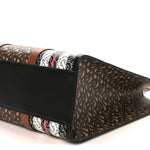 E-Canvas Monogram Stripe Book Tote Black Bridle Brown