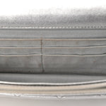 Metallic Lambskin Quilted Wallet On Chain WOC Silver