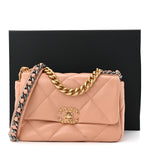 Lambskin Quilted Medium Chanel 19 Flap Beige
