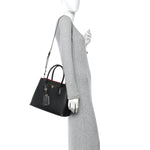 Saffiano Cuir Small Double Bag Black Fuoco