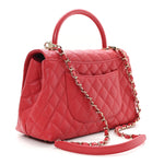 Caviar Quilted Lizard Embossed Small Coco Handle Flap Red