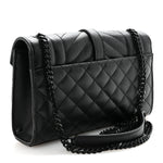 Grain De Poudre Textured Mixed Matelasse Triquilt Small Monogram Monochrome Satchel Black