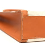 Canvas Calfskin Logo Print Vertical Cabas Natural Tan