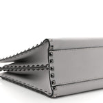 Grained Calfskin Medium Rockstud Double Handle Horizontal Tote Pastel Grey
