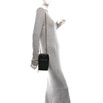 Caviar Quilted Phone Holder With Chain Black