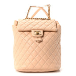 Calfskin Quilted Small Urban Spirit Backpack Beige