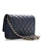 Lambskin Quilted Hold The Line Wallet On Chain WOC Dark Blue