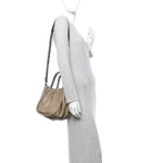 Calfskin Small Ruched Tote Beige Black