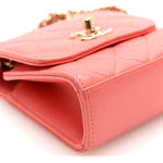 Lambskin Quilted Mini Trendy CC Clutch With Chain Coral Pink