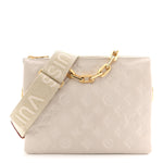 Lambskin Embossed Monogram Coussin PM Beige Cream