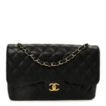 Caviar Quilted Jumbo Double Flap Black