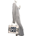 Canvas Embroidered Medium Miss Dior Graffiti Book Tote Navy White