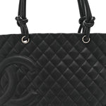 Calfskin Quilted Large Cambon Tote Black