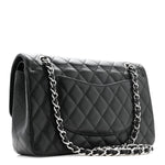 Caviar Quilted Medium Double Flap Black