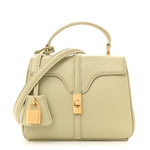 Satinated Calfskin Mini 16 Top Handle Bag Almond Green