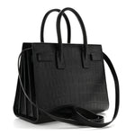 Calfskin Crocodile Embossed Baby Sac De Jour Black