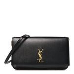Smooth Calfskin Monogram Phone Holder Crossbody Black