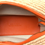 Raffia Calfskin Small Loop Top Handle Natural Burned Orange