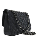 Iridescent Caviar Quilted Medium Double Flap Black
