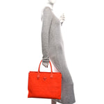 Canvas Calfskin La Medusa Tote Bag Orange
