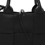 Grained Calfskin Intrecciato Mini Arco Tote Black